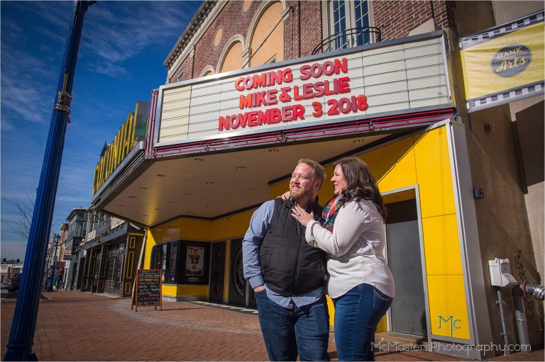 Engagement photos Colonial theater in Phoenixville