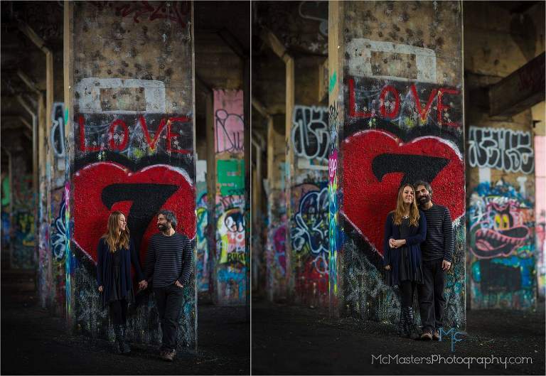 Photos taken at the graffiti pier in Philadelphia by McMasters Photography a local wedding and portrait photographer.