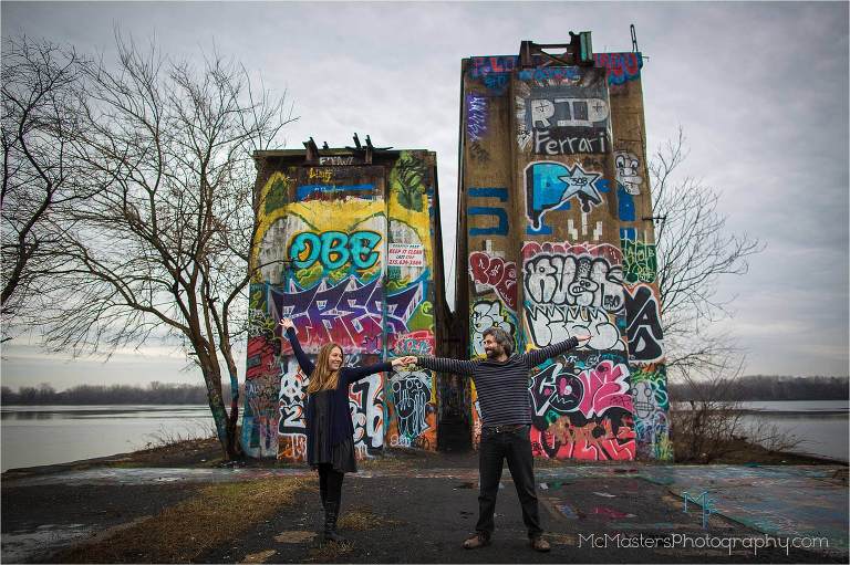 Photos taken at the graffiti pier in Philadelphia by McMasters Photography a local wedding and portrait photographer.