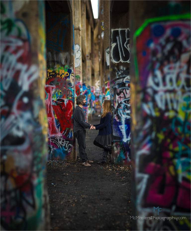Photos taken at the graffiti pier in Philadelphia by McMasters Photography a local wedding and portrait photographer.