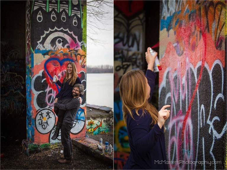 Photos taken at the graffiti pier in Philadelphia by McMasters Photography a local wedding and portrait photographer.