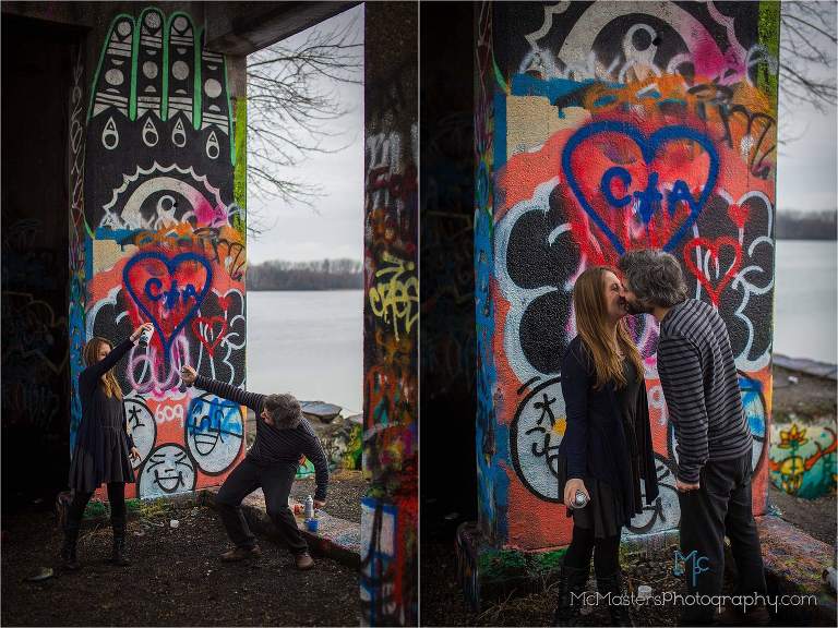 Photos taken at the graffiti pier in Philadelphia by McMasters Photography a local wedding and portrait photographer.