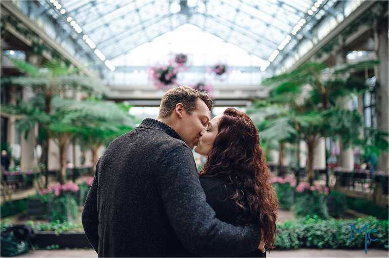 Longwood Gardens Engagement Photo in the conservatory